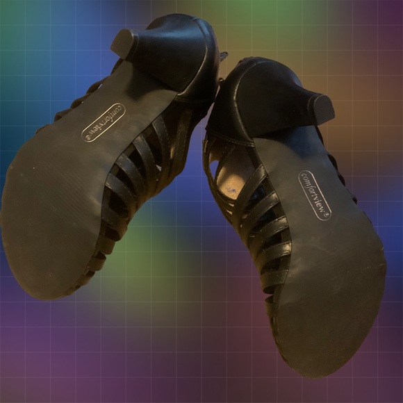 Comfort View Black Open Toe Heeled Sandals NWOB Size 9W - Picture 4 of 4